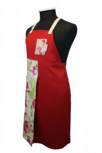 Red floral (2) split-leg apron