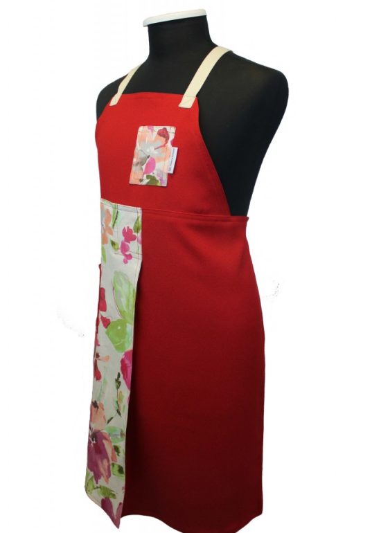 Red floral (2) split-leg apron