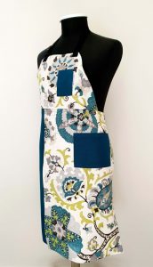 Pottery Split-Leg Apron - Teal Floral