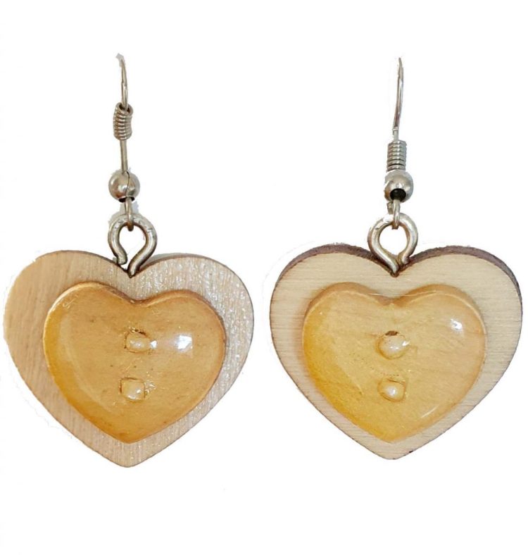 Wooden Heart Earrings