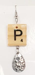 Scrabble earring with pendant - P