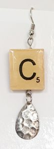 Scrabble earring with pendant - C