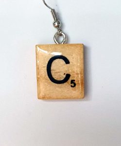 Scrabble Letter Earring x 1 - C