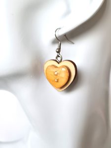 Wooden Heart Earrings 2.5cm x 2.5cm - Deanna Roberts Studio