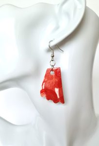 Happy Red Earrings - Jingdezhen porcelain - 4cm x 2.5cm - Deanna Roberts Studio