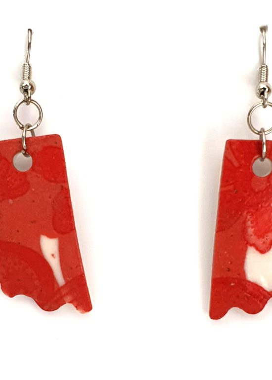 Happy Red Earrings - Jingdezhen porcelain - 4cm x 2.5cm - Deanna Roberts Studio