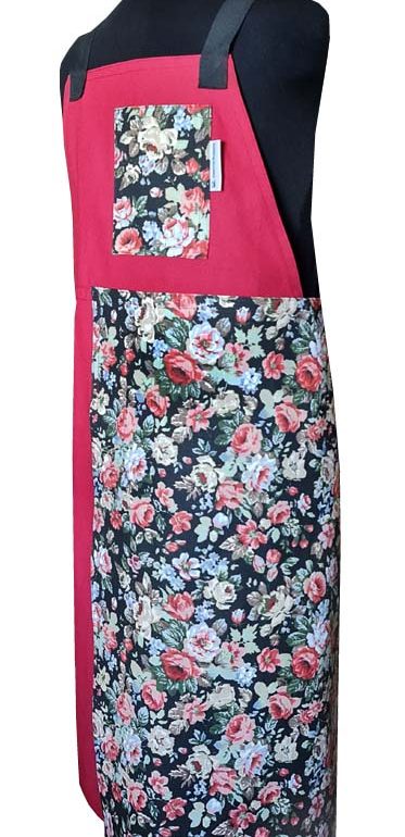Rose Garden Split-leg apron (78 x 90) Crossover back - Deanna Roberts Studio