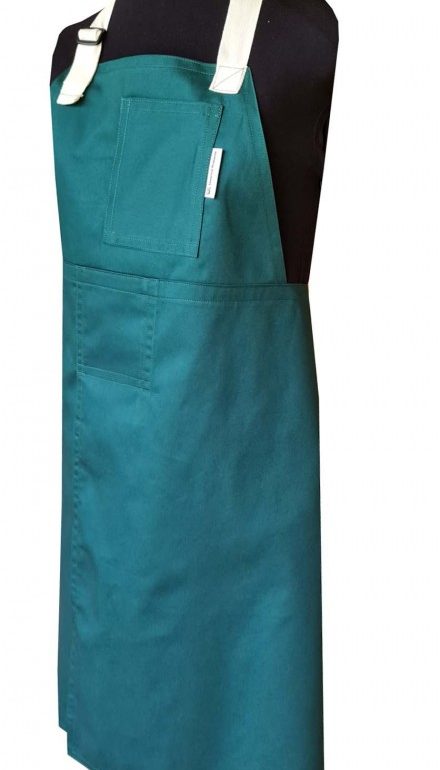 Dark Emerald Split-leg apron (77 x 89) with adjustable neck strap & waist ties - Deanna Roberts Studio