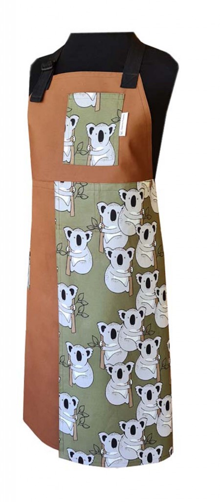 Happy Koala Split-leg apron (79 x 89) with adjustable neck strap & waist ties - Deanna Roberts Studio