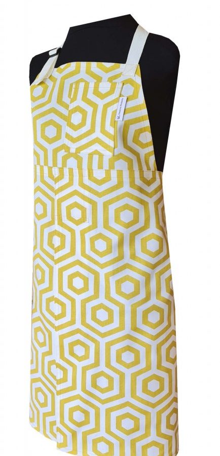 Inca Gold Split-leg apron (81 x 87) with adjustable neck strap and waist ties - Deanna Roberts Studio