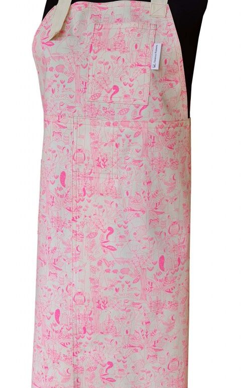 Pink Jungle Split-leg apron (79 x 90) with adjustable neck strap & waist ties - Deanna Roberts Studio
