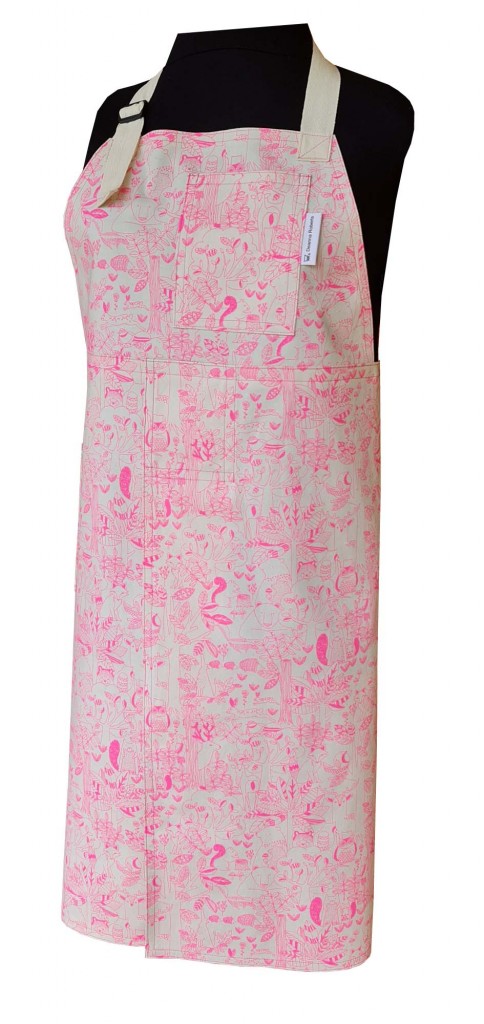Pink Jungle Split-leg apron (79 x 90) with adjustable neck strap & waist ties - Deanna Roberts Studio