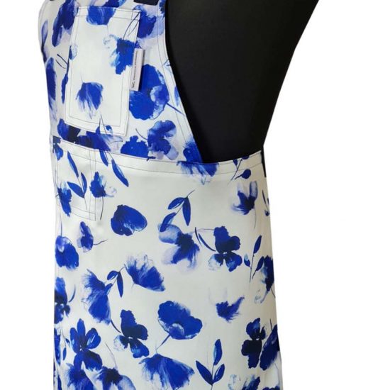 Belle Blue Split-leg apron 75 x 87 with Crossover Back - Deanna Roberts Studio
