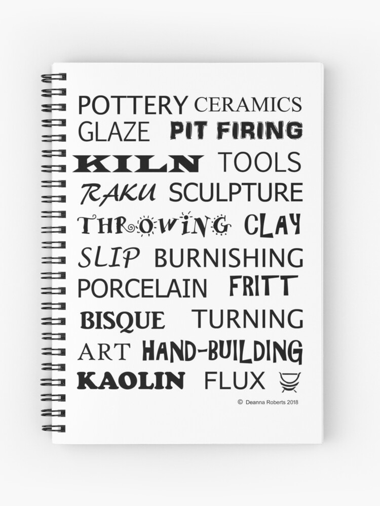 Pottery-Glossary-Black-White-Grey-Red-Bubble-image-spiral-notebook-Deanna-Roberts-Studio