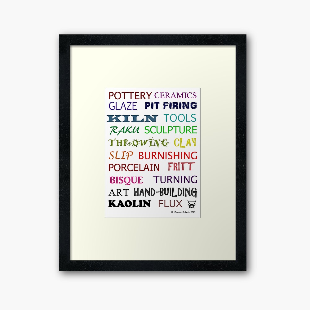 Pottery Glossary Multicolour Red Bubble Framed Art Print - Deanna Roberts Studio