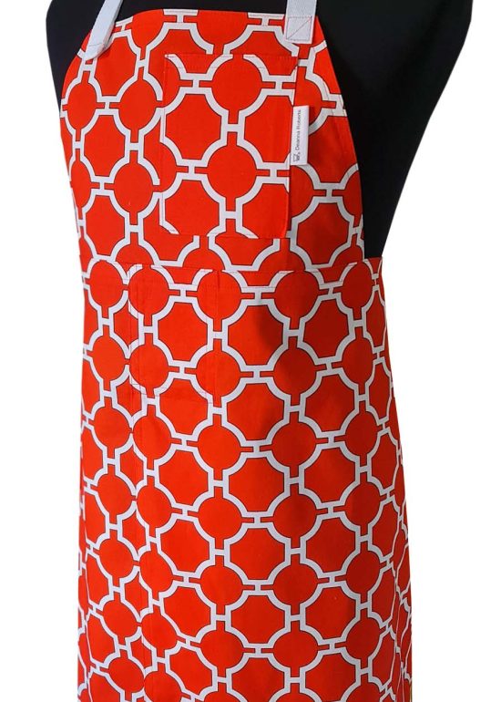 Chilli Split-leg apron 78 x 89 with adjustable neck strap & waist ties - Deanna Roberts Studio