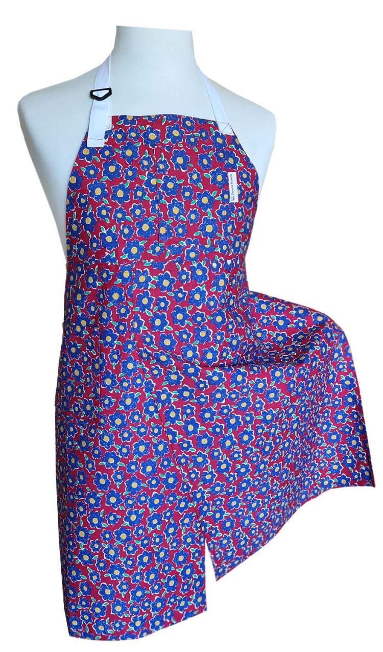 Blue Wine Split-leg Apron 74 x 89 with adjustable neck strap & waist ties - Deanna Roberts Studio