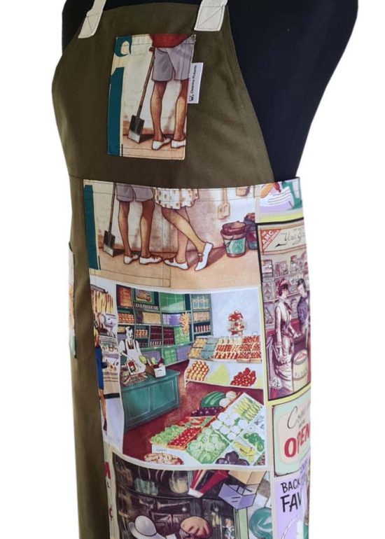 Country Fare Split-leg Apron 73 x 88 with Crossover Back ties - Deanna Roberts Studio