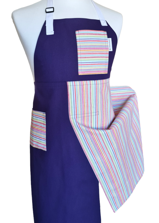Straight Up Split-leg apron 79 x 91 with neck strap & waist ties - Deanna Roberts Studio