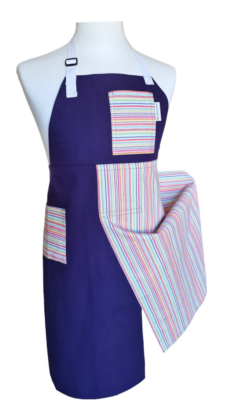 Straight Up Split-leg apron 79 x 91 with neck strap & waist ties - Deanna Roberts Studio