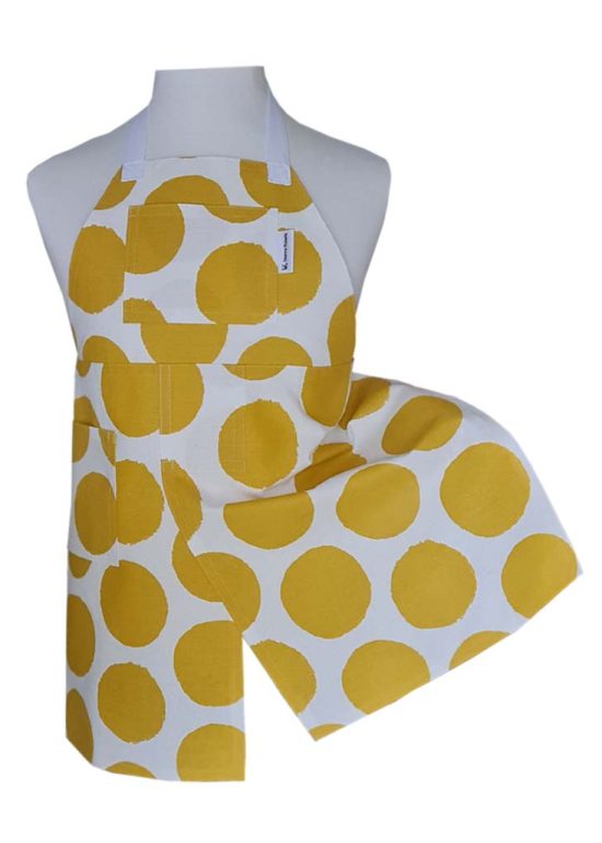 Popcorn (Child's) Split-leg apron 64 x 72 with bib & hip pockets - Deanna Roberts Studio