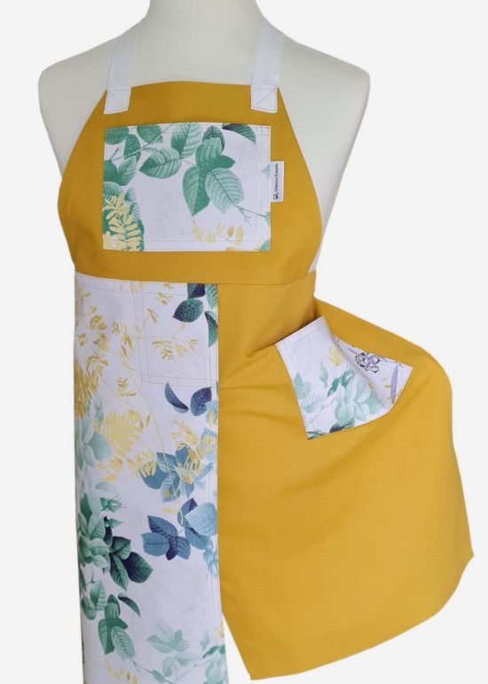 Spring Field Split-leg apron 78 x 90 with Crossover back & large bib pocket - Deanna Roberts Studio