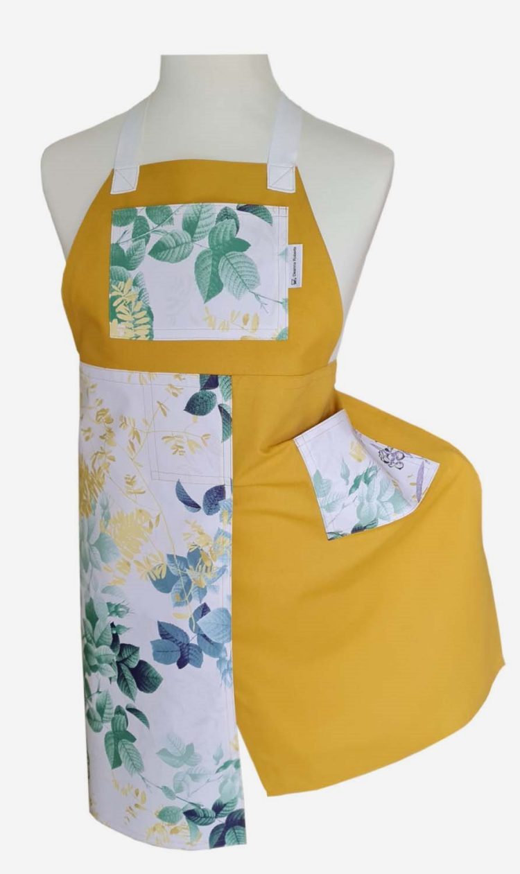 Spring Field Split-leg apron 78 x 90 with Crossover back & large bib pocket - Deanna Roberts Studio