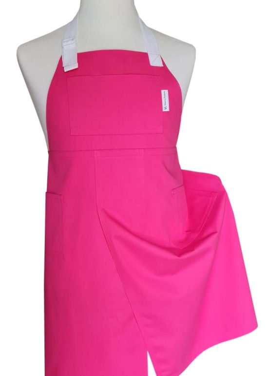 Pinky Split-leg apron 78 x 88 with extra pockets and adjustable neck-strap & waist ties - Deanna Roberts Studio