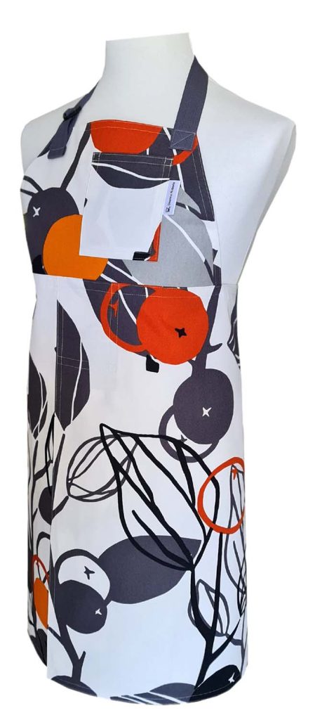 Orange Storm Split-leg apron 78 x 88 with adjustable neck strap & waist ties - Deanna Roberts Studio