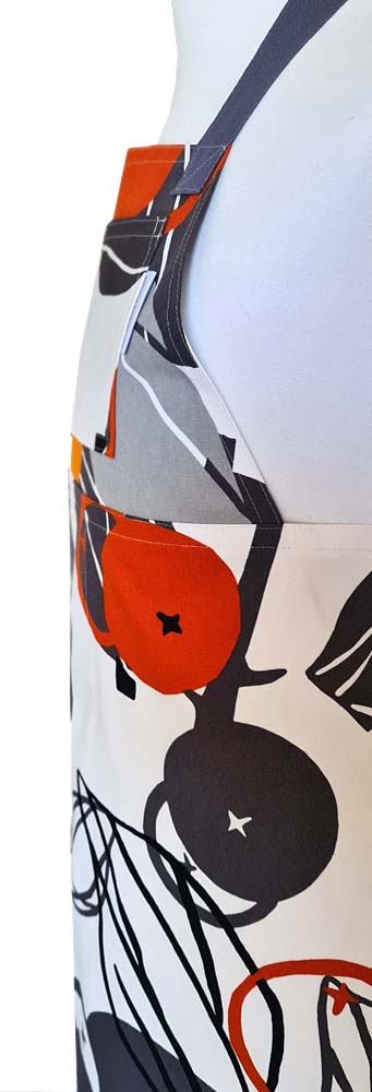 Orange Storm Split-leg apron 78 x 88 with adjustable neck strap & waist ties - Deanna Roberts Studio