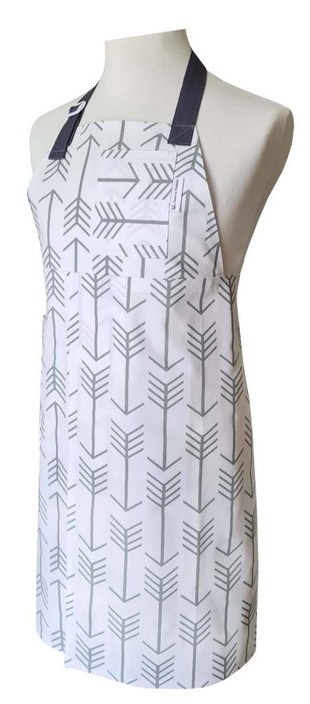 Grey Arrow Split-leg apron 77 x 88 with adjustable neck strap - Deanna Roberts Studio