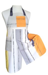 Sunrise Split-leg Apron 73 x 86 with adjustable neck strap, towel loop and key ring - Deanna Roberts Studio