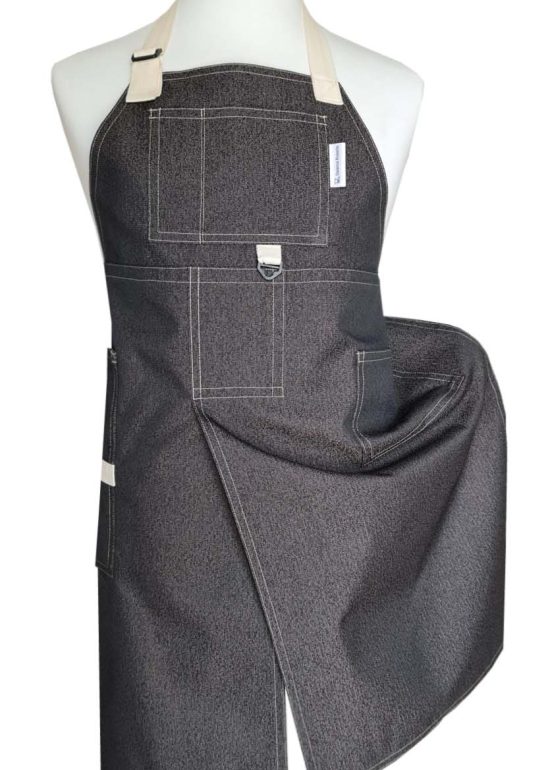 Tiramisu Split-leg apron 79 x 88 with adjustable neck strap & waist tie & extra pockets - Deanna Roberts Studio