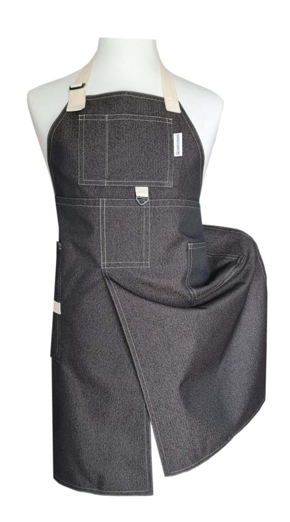 Tiramisu Split-leg apron 79 x 88 with adjustable neck strap & waist tie & extra pockets - Deanna Roberts Studio