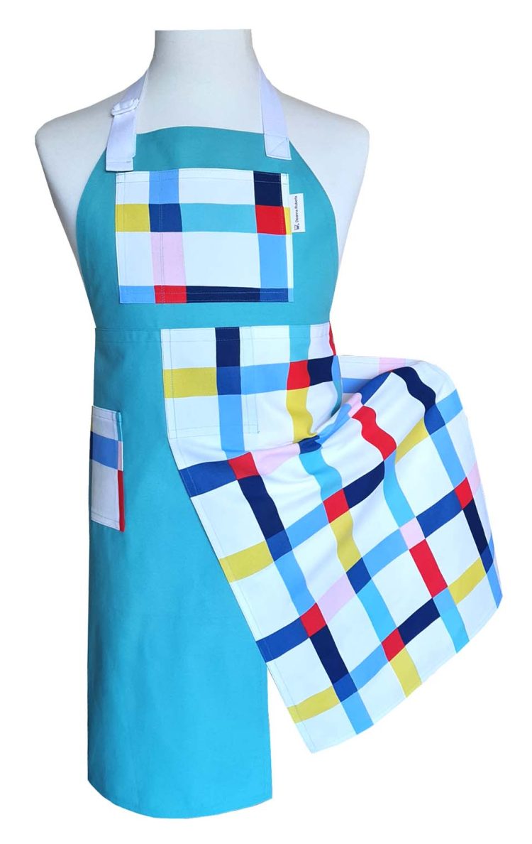 Misty Maze Split-leg apron 75 x 90 with adjustable neck strap - Deanna Roberts Studio