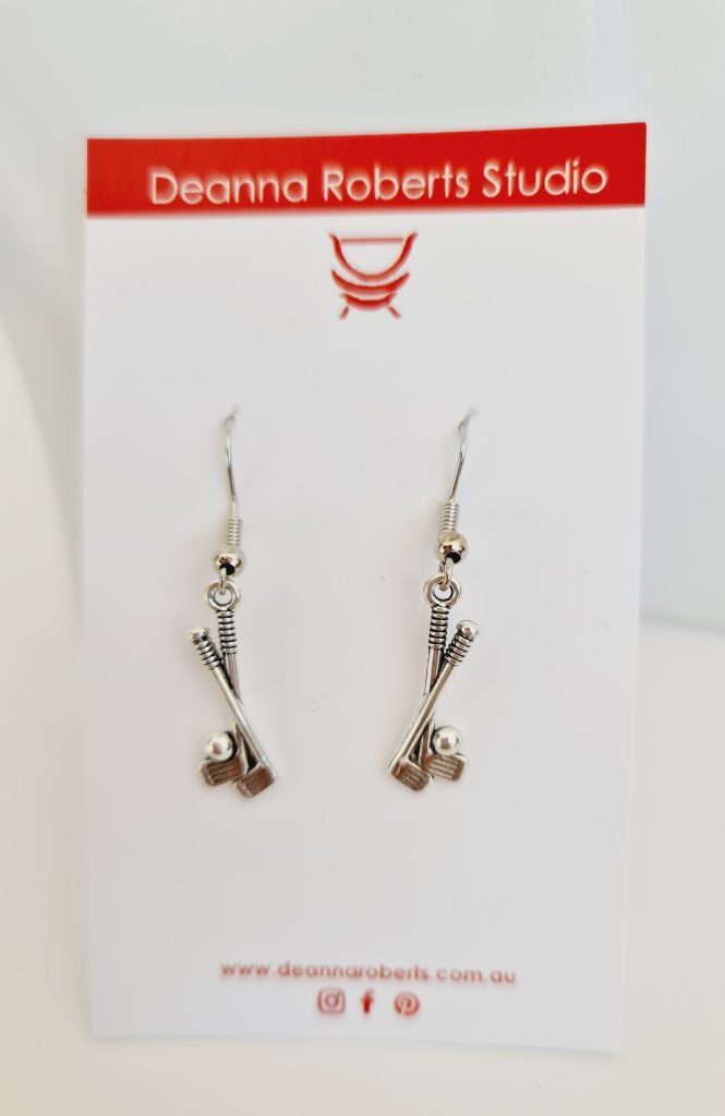 Golf twin clubs earrings