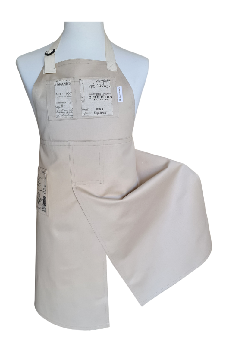 Sand Post Split-leg apron 78 x 93 with adjustable neck strap & waist ties - Deanna Roberts Studio