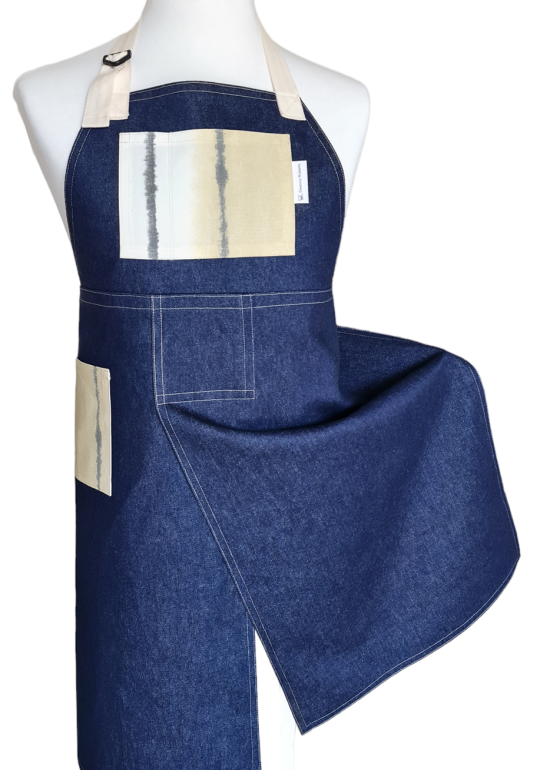 Denim Sands Split-leg apron 77 x 90 with adjustable neck strap - Deanna Roberts Studio