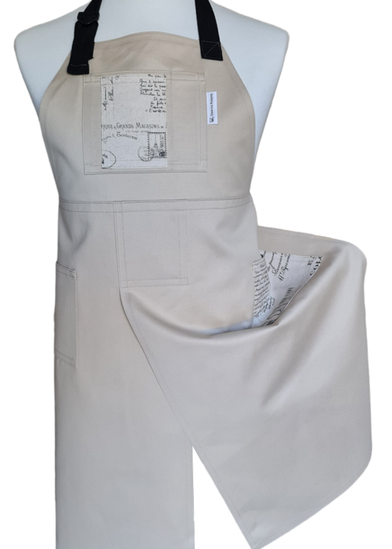 Paris Sands Split-leg apron 79 x 93 with adjustable neck strap - Deanna Roberts Studio