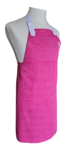 Pink Polka Split-leg apron 77 x 90 with adjustable neck strap - Deanna Roberts Studio