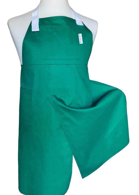 Emerald Split-leg apron 78 x 89 with adjustable neck strap - Deanna Roberts Studio