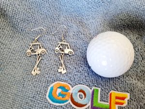 Golf cart and clubs earrings (steel hooks) - Deanna Roberts Studio