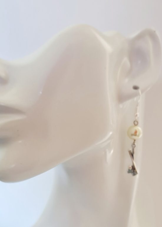 Golf twin clubs earrings with 9mm faux pearl (Sterling silver - Deanna Roberts Studio)