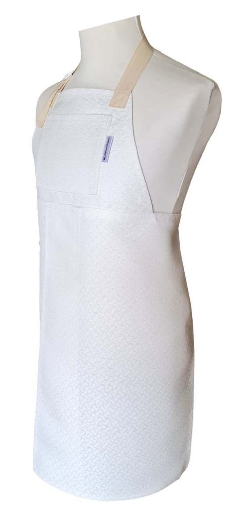 Snowfall Split-leg apron 75 x 87 with adjustable neck strap - Deanna Roberts Studio