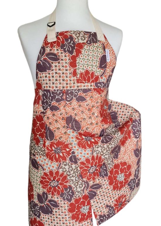 Island Vine Split-leg apron 77 x 89 with adjustable neck strap - Deanna Roberts Studio