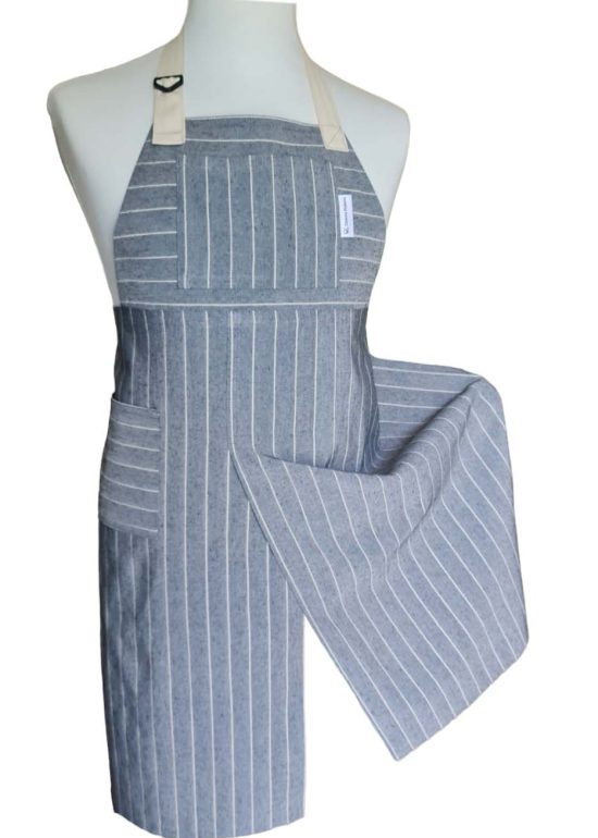 Ivory Stone Split-leg apron 75 x 90 with adjustable neck strap - Deanna Roberts Studio