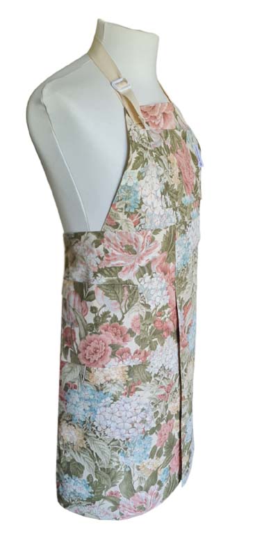 English Garden Split-leg apron 78 x 90 with adjustable neck strap - Deanna Roberts Studio
