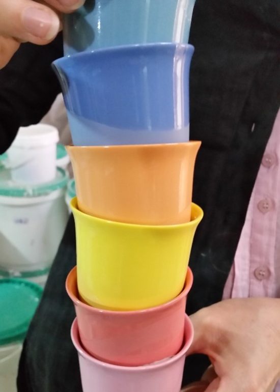 Coloured Slip cast cups - Deanna Roberts Studio