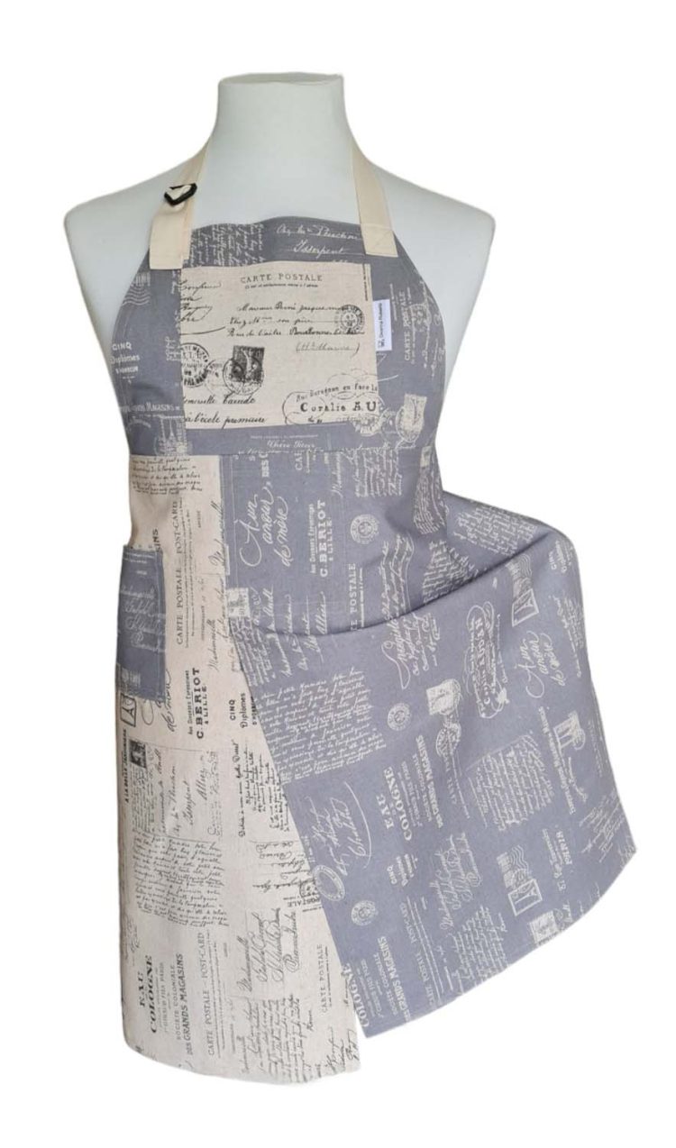 Paris Postale Split-leg apron 75 x 89 with adjustable neck strap - Deanna Roberts Studio