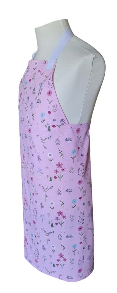 Pink Posy Split-leg apron 77 x 88 with adjustable neck strap - Deanna Roberts Studio